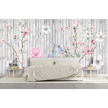 Özel Duvarlar Ahşap Üzerinde Soft Renk Çiçekler Duvar Kağıdı