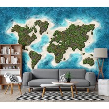 Özel Duvarlar Doğa Görselli Dünya Haritası Duvar Kağıdı
