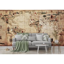 Özel Duvarlar Eskitme Tarz Dünya Haritası Duvar Kağıdı