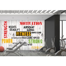 Özel Duvarlar Fitness Spor Salonu Renkli Yazılı Duvar Kağıdı