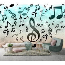 Özel Duvarlar Müzik Notalı Özel Tasarım Duvar Kağıdı
