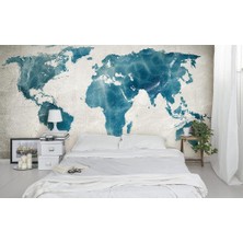 Özel Duvarlar Sıvalı Duvar Dokulu Dünya Haritası