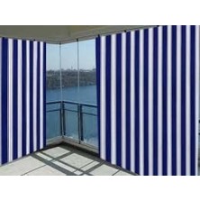 Ceylan Home 150X250 cm Balkon Perdesi Balkon Brandası Mavi Beyaz