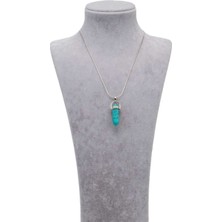 Als Firuze Turkuaz Doğal Taş Kolye + Zincir