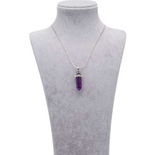 Als Ametist Doğal Taş Kolye + Zincir