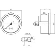 Pakkens Çap 63 Arkadan Bağlantılı Panotipi Yağlı / Gliserinli Manometre, Basınç Ölçer 1/4"