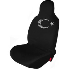 1Araba 1Ev Renault Clio Hatchback Oto Koltuk Koruyucu Kılıf Araba Araç Servis Kılıfı Siyah Bayrak Baskılı Ön Arka Set