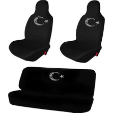 1Araba 1Ev Renault Megane Hatchback Oto Koltuk Koruyucu Kılıf Araba Araç Servis Kılıfı Siyah Bayrak Baskılı Ön Arka Set