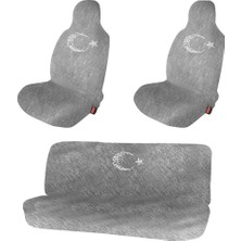 1Araba 1Ev Seat Altea Oto Koltuk Koruyucu Kılıf Araba Araç Servis Kılıfı Gri Bayrak Baskılı Ön Arka Set