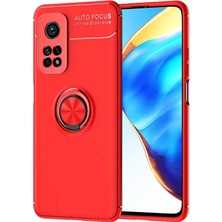 Case World Xiaomi Mi 10t Pro Kılıf Renkli Yüzüklü Manyetik Silikon Kapak Kırmızı