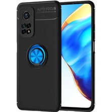 Case World Xiaomi Mi 10t Pro Kılıf Renkli Yüzüklü Manyetik Silikon Kapak Siyah - Mavi