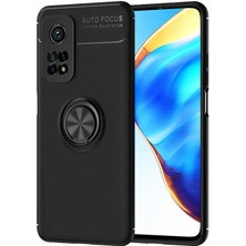 Case World Xiaomi Mi 10t Pro Kılıf Renkli Yüzüklü Manyetik Silikon Kapak Siyah - Siyah