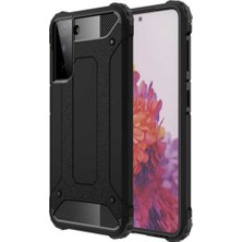 Case World Samsung Galaxy S21 Plus Kapak Çift Katmanlı Zırh Tank Kılıf Siyah