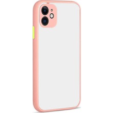 Case World Apple iPhone 11 Kılıf Kamera Korumalı Silikon Kenarlı Renkli Düğmeli Mat Arka Kapak Pudra