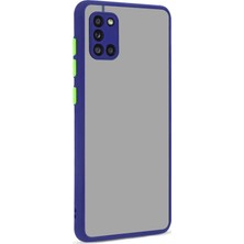 Case World Samsung A31 Kılıf Kamera Korumalı Silikon Kenarlı Düğmeleri Renkli Mat Arka Kapak Lacivert