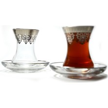 Paşabahçe 6 Kişilik Çay Seti Ince Belli Ottoman Platin Yaldız