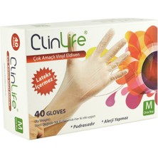 Clinlife Pudrasız Vinil Seffaf Eldiven 40 Adet
