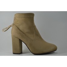 Beety Fr.47 Bej Süet Topuklu Çorap Kadın Bot