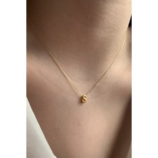 Ziu 925 Ayar Üç Boyutlu S Harfli Kolye 42 cm Uzunlukta Özel Tasarım Altın Renkli