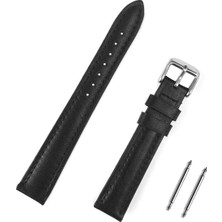 Saatse Siyah Hakiki Deri Saat Kordonu Kayış 18mm