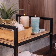 Mudesa Açık Banyo Dolabı Metal - Ahşap Organizer Dekoratif Çok Amaçlı Raf Sabunluk Havluluk