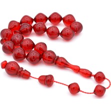 Murty99  Usta Işi Beyzi Kesim Kırmızı Toz Pres Kehribar İri Boy Maskot Tesbih 001