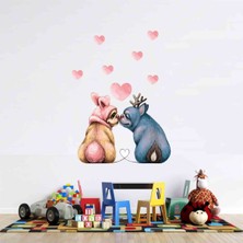 Kt Decoration Aşık Köpekler Sulu Boya Duvar Sticker Seti