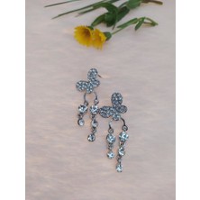Vintage Otantik Sevimli Sallantılı Anadolu Kelebek Swarovski Taşlı Küpe