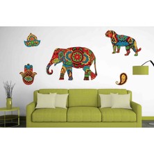Kt Decoration Özel Figürler ile Asya Hayvanları Xl Duvar Sticker Seti