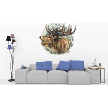 Kt Decoration Kahverengi Geyik Portresi Modern Duvar Sticker