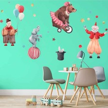 Kt Decoration Neşeli Sirk Hayvanları Dev Duvar Sticker Seti