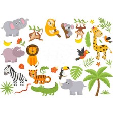 Kt Decoration Eğlenceli Orman Hayvanları Xl Dev Duvar Sticker Seti