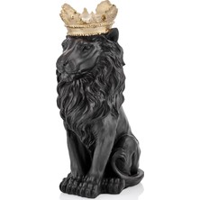 Setabianca Biblo Taçlı Aslan Siyah Gold Mumluk