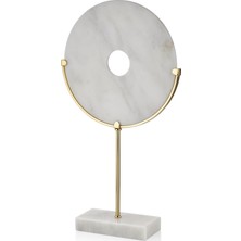 Setabianca Evza Dekoratif Beyaz Mermer Disk Gold 50CM