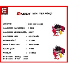500-1000 50 Mt  380VT Elektrikli mini vinç