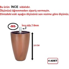 Hobbi  ARMUT PLASTİK BAZA AYAĞI - KOLTUK AYAĞI - KANEPE AYAĞI - CEVİZ RENK  - 10 CM  -4 ADET (İnce vida M8)