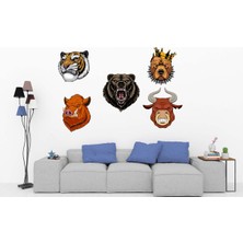 Kt Decoration Hayvan Kafaları Duvar Sticker Seti