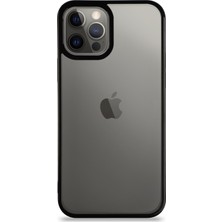 KZY Apple iPhone 12 Kılıf Kenarları Renkli Silikon Şeffaf Arka Kapak Siyah