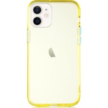 KZY Apple iPhone 12 Mini Kılıf Renkli Şeffaf Kapak Sarı