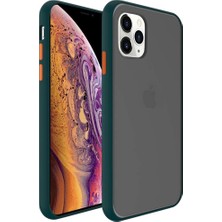 KZY Apple iPhone 12 PRO Kılıf Silikon Kenarlı Renkli Düğmeli Mat Arka Kapak Koyu Yeşil