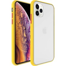 KZY Apple iPhone 12 PRO Kılıf Silikon Kenarlı Renkli Düğmeli Mat Arka Kapak Sarı
