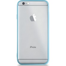 KZY Apple iPhone 6s Kılıf Kenarları Renkli Silikon Şeffaf Arka Kapak Mavi
