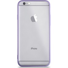 KZY Apple iPhone 6s Kılıf Kenarları Renkli Silikon Şeffaf Arka Kapak Mor