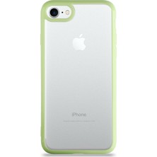 KZY Apple iPhone 7 Kılıf Kenarları Renkli Silikon Şeffaf Arka Kapak Açık Yeşil