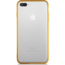 KZY Apple iPhone 7 Plus Kılıf Kenarları Renkli Silikon Şeffaf Arka Kapak Sarı