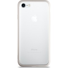 KZY Apple iPhone 8 Kılıf Kenarları Renkli Silikon Şeffaf Arka Kapak Beyaz