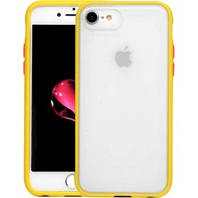 KZY Apple iPhone 8 Kılıf Silikon Kenarlı Renkli Düğmeli Mat Arka Kapak Sarı