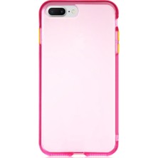KZY Apple iPhone 8 Plus Kılıf Renkli Şeffaf Kapak Pembe
