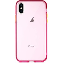 KZY Apple iPhone X Kılıf Renkli Şeffaf Kapak Pembe