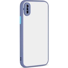KZY Apple iPhone XS Max 6.5 Kılıf Kamera Korumalı Silikon Kenarlı Renkli Düğmeli Mat Arka Kapak Mor